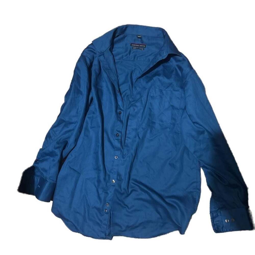 Geoffrey Beene Men's Classic Fit No-Iron Dress Shirt, Blue